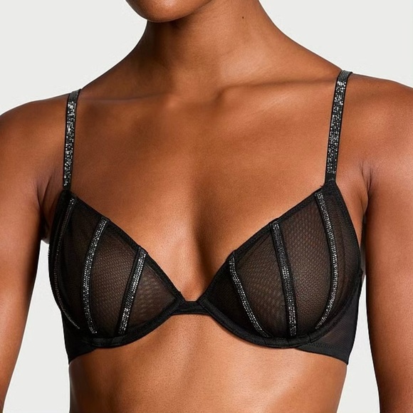 Victoria’s Secret 38DDD Black Very Sexy Sheer Shine Demi Bra - Picture 3 of 4